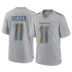 Johmsee LA.Chargers #11 Cameron Dicker Player Gray Atmosphere Fashion Home Game Stitched Jerseys