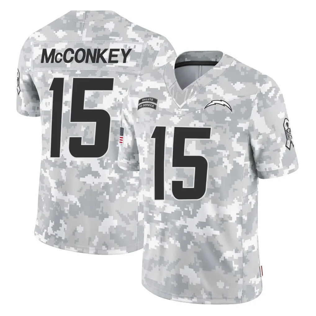 Johmsee LA.Chargers #15 Ladd McConkey Player Arctic Camo Salute To Service Limited Game Stitched Jerseys
