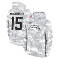 Johmsee LA.Chargers #15 Ladd McConkey Player Arctic Camo Salute to Service Hoodies Game Stitched Jerseys