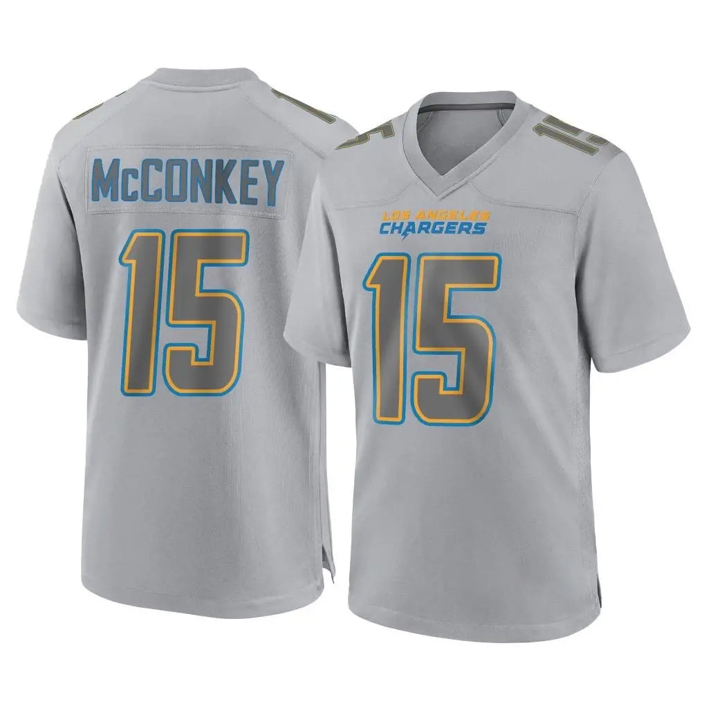 Johmsee LA.Chargers #15 Ladd McConkey Player Gray Atmosphere Fashion Home Game Stitched Jerseys