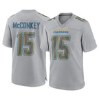 Johmsee LA.Chargers #15 Ladd McConkey Player Gray Atmosphere Fashion Home Game Stitched Jerseys