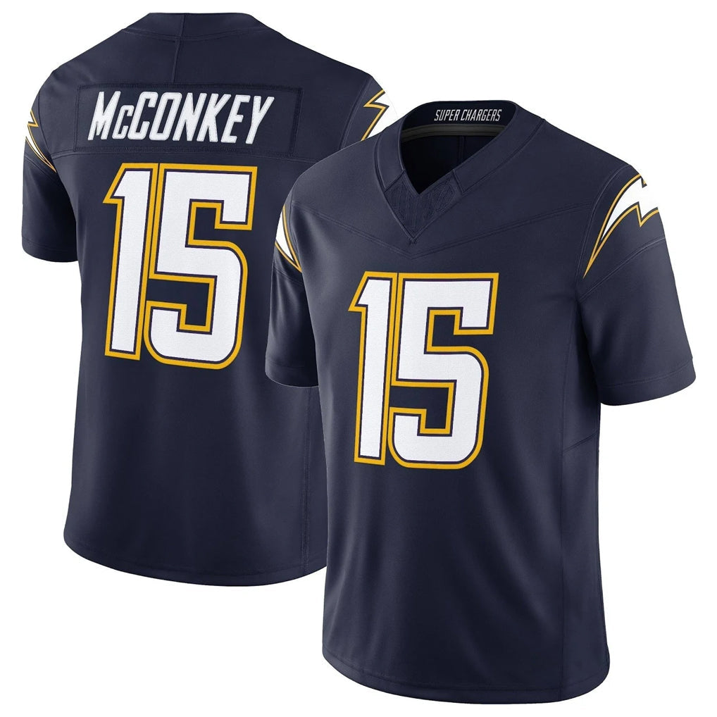 Johmsee LA.Chargers #15 Ladd McConkey Player Navy Vapor F.U.S.E. Limited Home Game Stitched Jerseys