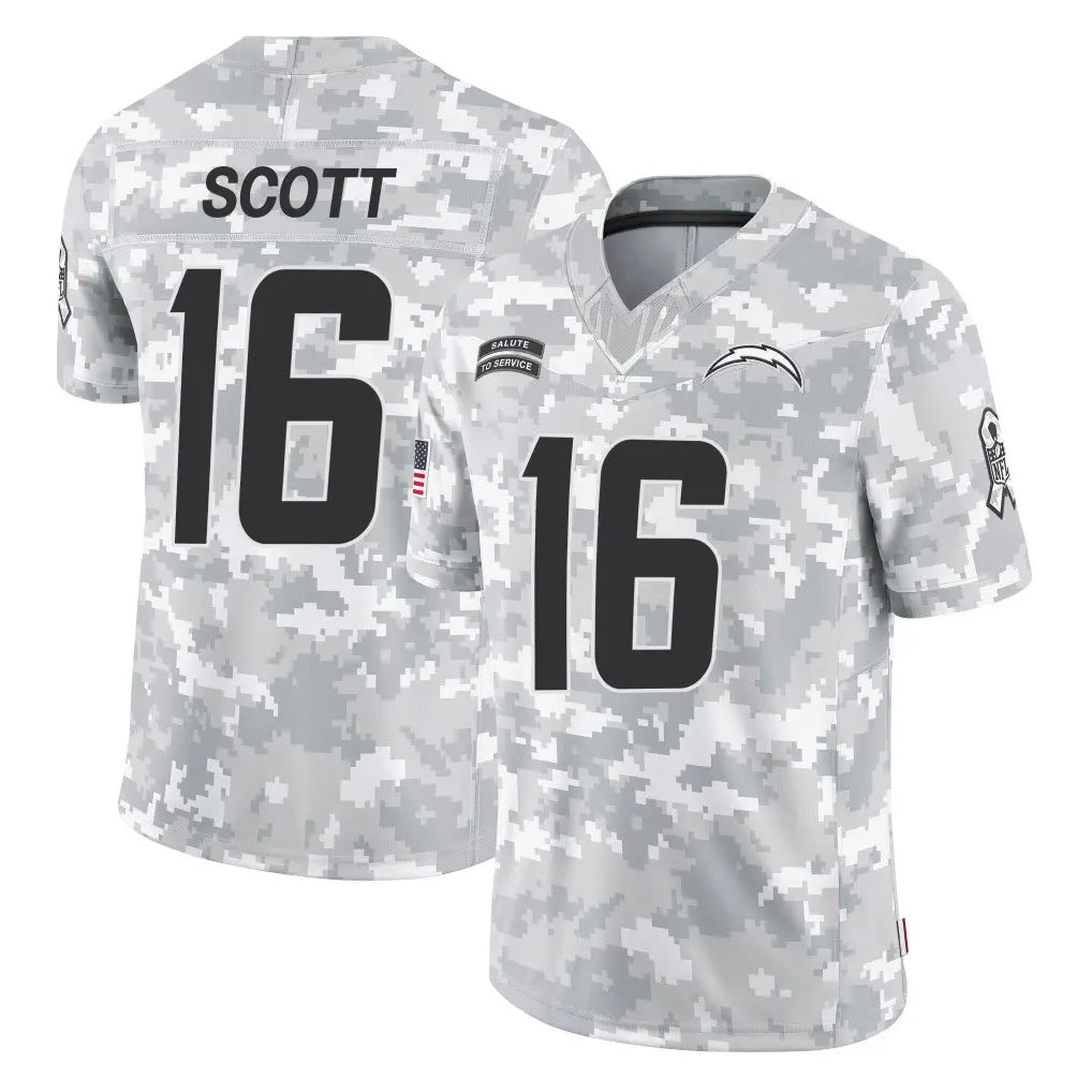 Johmsee LA.Chargers #16 J.K. Scott Player Arctic Camo Salute To Service Limited Game Stitched Jerseys