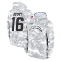 Johmsee LA.Chargers #16 J.K. Scott Player Arctic Camo Salute to Service Hoodies Limited Game Stitched Jerseys