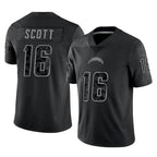 Johmsee LA.Chargers #16 J.K. Scott Player Black Limited Reflective Home Game Stitched Jerseys