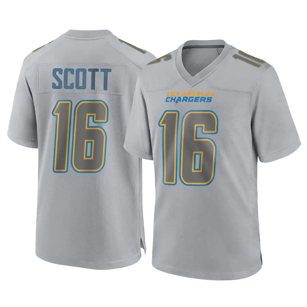 Johmsee LA.Chargers #16 J.K. Scott Player Gray Atmosphere Fashion Home Game Stitched Jerseys