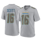 Johmsee LA.Chargers #16 J.K. Scott Player Gray Atmosphere Fashion Home Game Stitched Jerseys