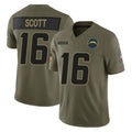 Johmsee LA.Chargers #16 J.K. Scott Player Olive 2025 Salute To Service Limited Game Stitched Jerseys