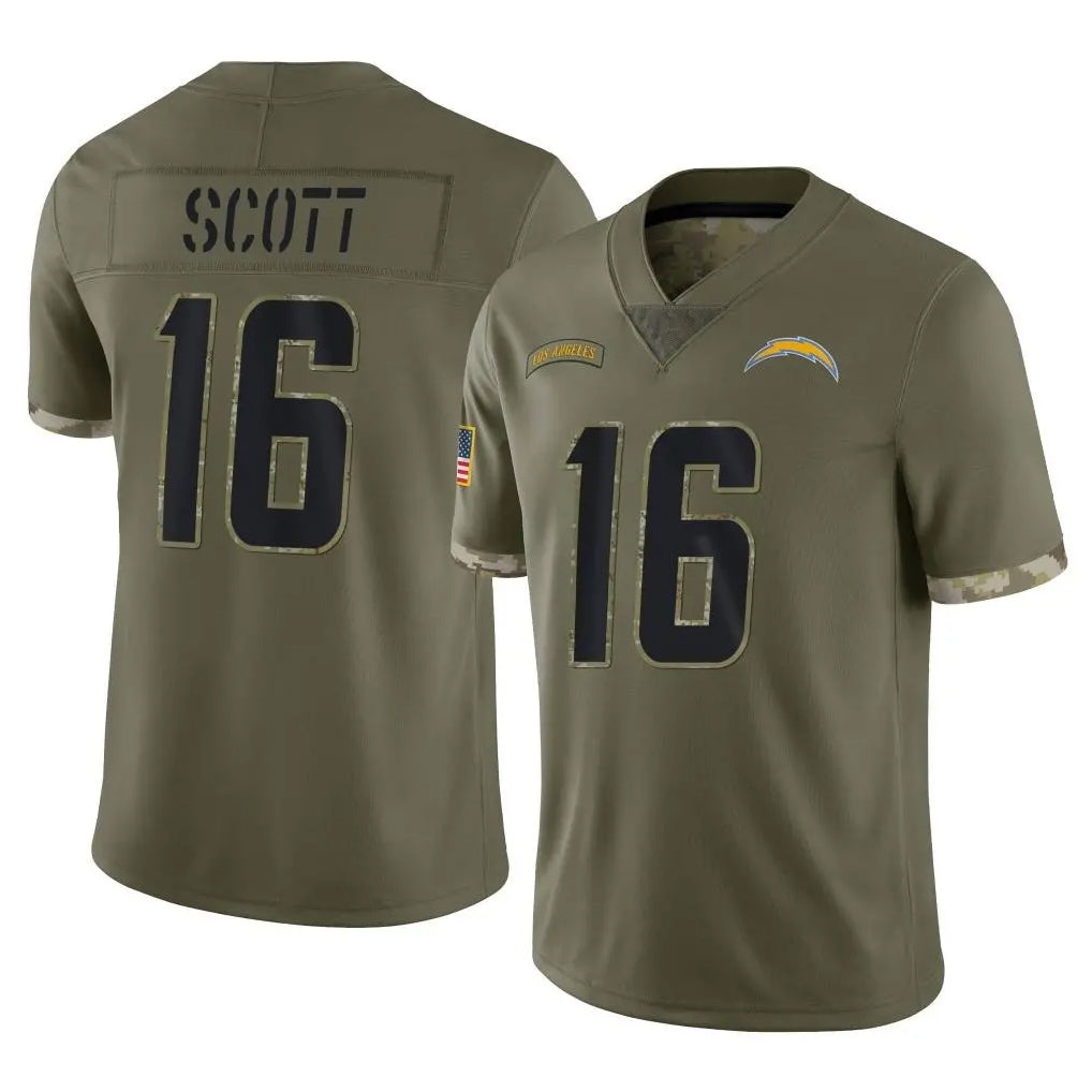 Johmsee LA.Chargers #16 J.K. Scott Player Olive Salute To Service Limited Stitched Jerseys