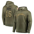 Johmsee LA.Chargers #16 J.K. Scott Player Olive Salute to Service Pullover Hoodies Home Game Stitched Jerseys