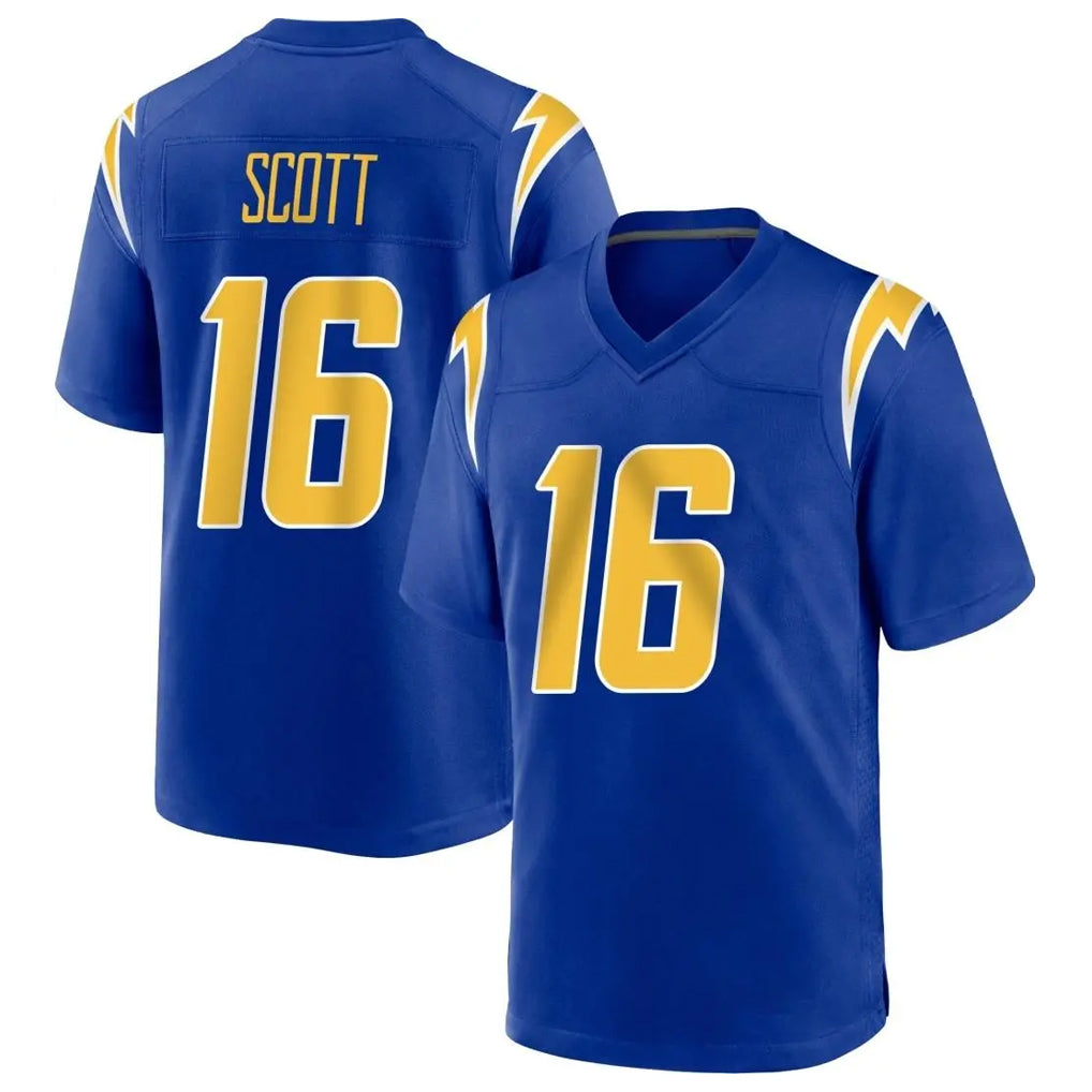 Johmsee LA.Chargers #16 J.K. Scott Player Royal Home Game Stitched Jerseys