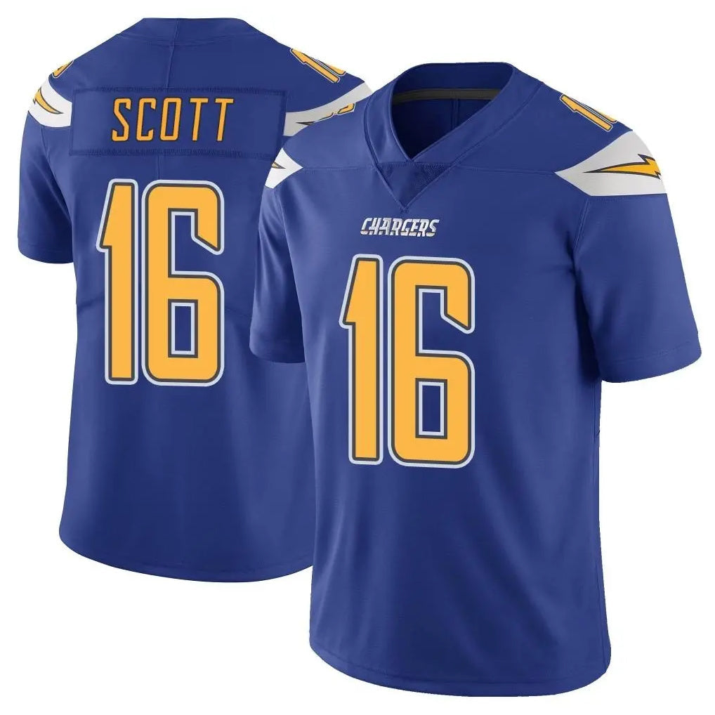 Johmsee LA.Chargers #16 J.K. Scott Player Royal Limited Color Rush Vapor Untouchable Home Game Stitched Jerseys