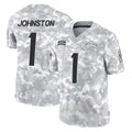 Johmsee LA.Chargers #1 Quentin Johnston Player Arctic Camo Salute To Service Limited Game Stitched Jerseys
