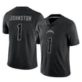 Johmsee LA.Chargers #1 Quentin Johnston Player Black Limited Reflective Home Game Stitched Jerseys