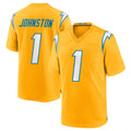 Johmsee LA.Chargers #1 Quentin Johnston Player Gold Home Game Stitched Jerseys