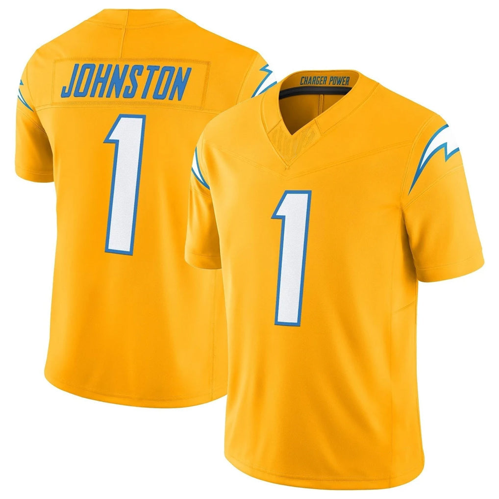 Johmsee LA.Chargers #1 Quentin Johnston Player Gold Limited Vapor F.U.S.E. Home Game Stitched Jerseys