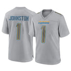 Johmsee LA.Chargers #1 Quentin Johnston Player Gray Atmosphere Fashion Home Game Stitched Jerseys