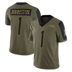 Johmsee LA.Chargers #1 Quentin Johnston Player Olive Salute To Service Limited Game Stitched Jerseys