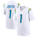 Johmsee LA.Chargers #1 Quentin Johnston Player White Home Game Stitched Jerseys