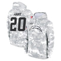 Johmsee LA.Chargers #20 Cam Hart Player Arctic Camo Salute to Service Hoodies Limited Game Stitched Jerseys
