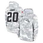 Johmsee LA.Chargers #20 Cam Hart Player Arctic Camo Salute to Service Hoodies Limited Game Stitched Jerseys