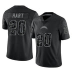 Johmsee LA.Chargers #20 Cam Hart Player Black Limited Reflective Home Game Stitched Jerseys
