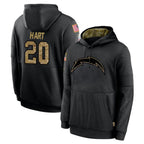 Johmsee LA.Chargers #20 Cam Hart Player Black Salute to Service Hoodies Limited Game Stitched Jerseys