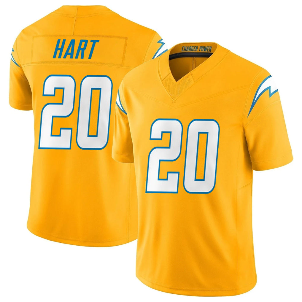 Johmsee LA.Chargers #20 Cam Hart Player Gold Limited Vapor F.U.S.E. Home Game Stitched Jerseys