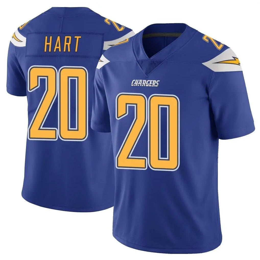 Johmsee LA.Chargers #20 Cam Hart Player Royal Limited Color Rush Vapor Untouchable Home Game Stitched Jerseys