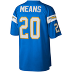 Johmsee LA.Chargers #20 Natrone Means Mitchell & Ness Powder Blue Legacy Replica Stitched Puhic Jersey