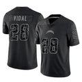 Johmsee LA.Chargers #28 Kimani Vidal Player Black Limited Reflective Home Game Stitched Jerseys