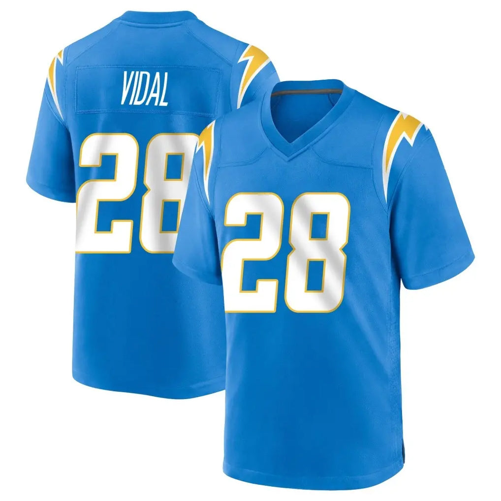 Johmsee LA.Chargers #28 Kimani Vidal Player Blue Home Game Stitched Jerseys
