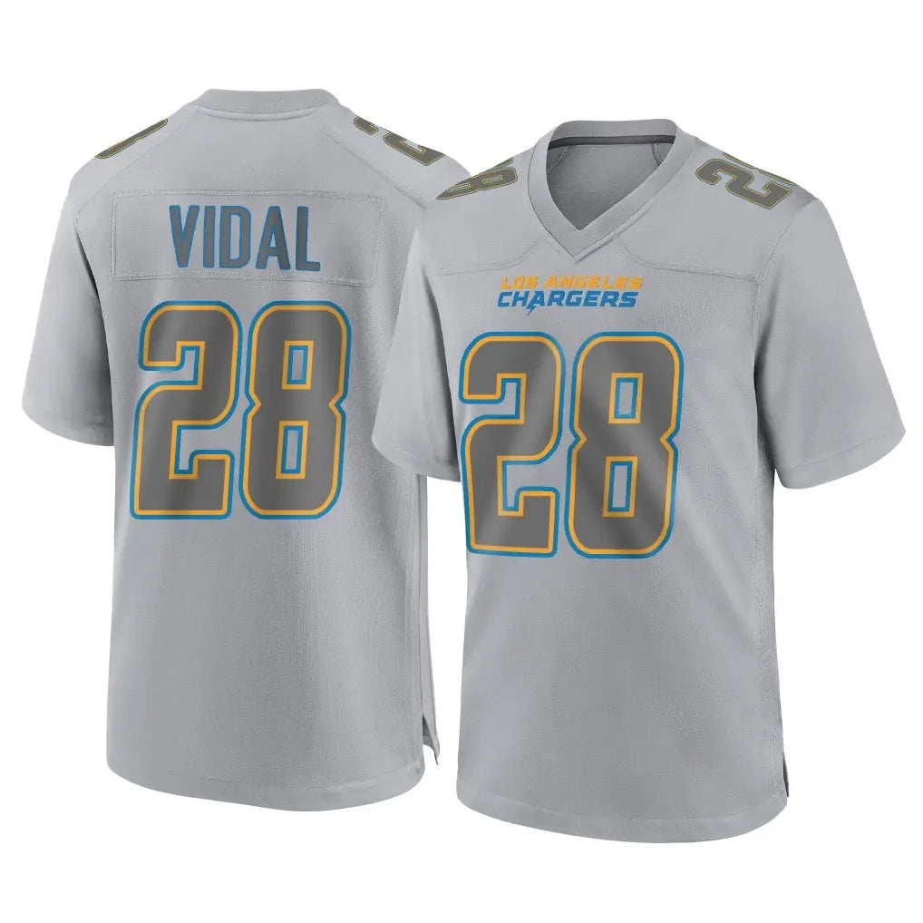 Johmsee LA.Chargers #28 Kimani Vidal Player Gray Atmosphere Fashion Home Game Stitched Jerseys