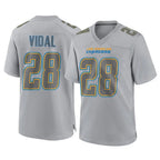 Johmsee LA.Chargers #28 Kimani Vidal Player Gray Atmosphere Fashion Home Game Stitched Jerseys
