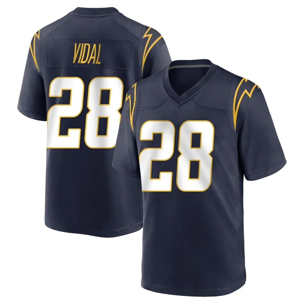 Johmsee LA.Chargers #28 Kimani Vidal Player Navy Home Game Stitched Jerseys