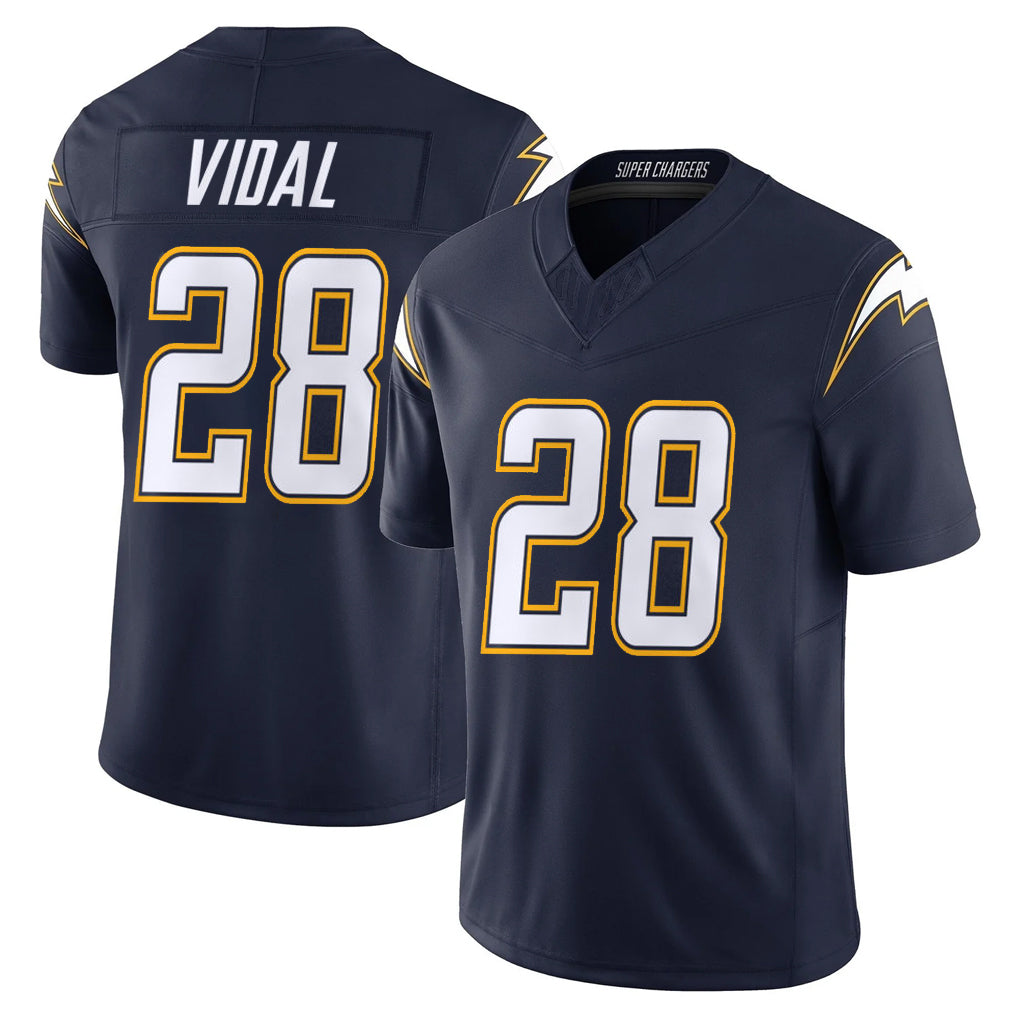 Johmsee LA.Chargers #28 Kimani Vidal Player Navy Vapor F.U.S.E. Limited Home Game Stitched Jerseys