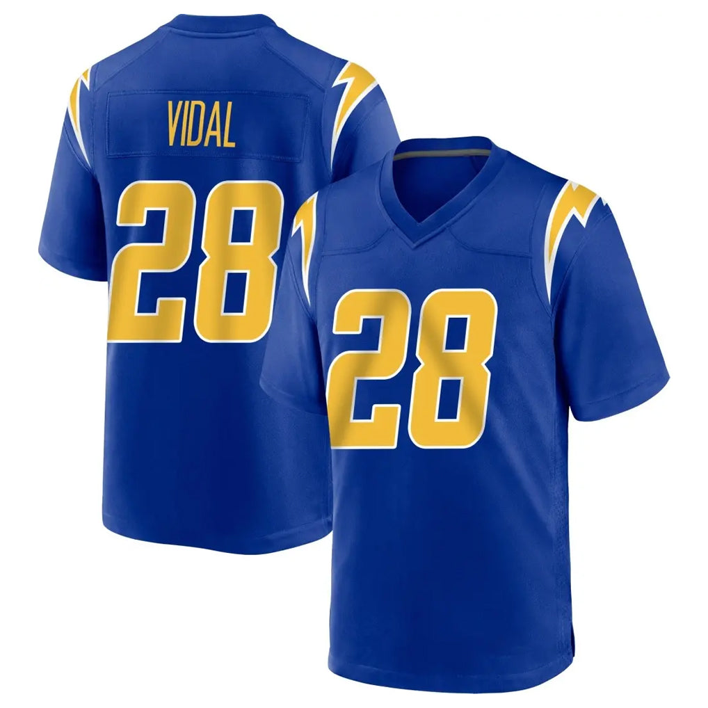 Johmsee LA.Chargers #28 Kimani Vidal Player Royal Home Game Stitched Jerseys