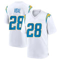 Johmsee LA.Chargers #28 Kimani Vidal Player White Home Game Stitched Jerseys