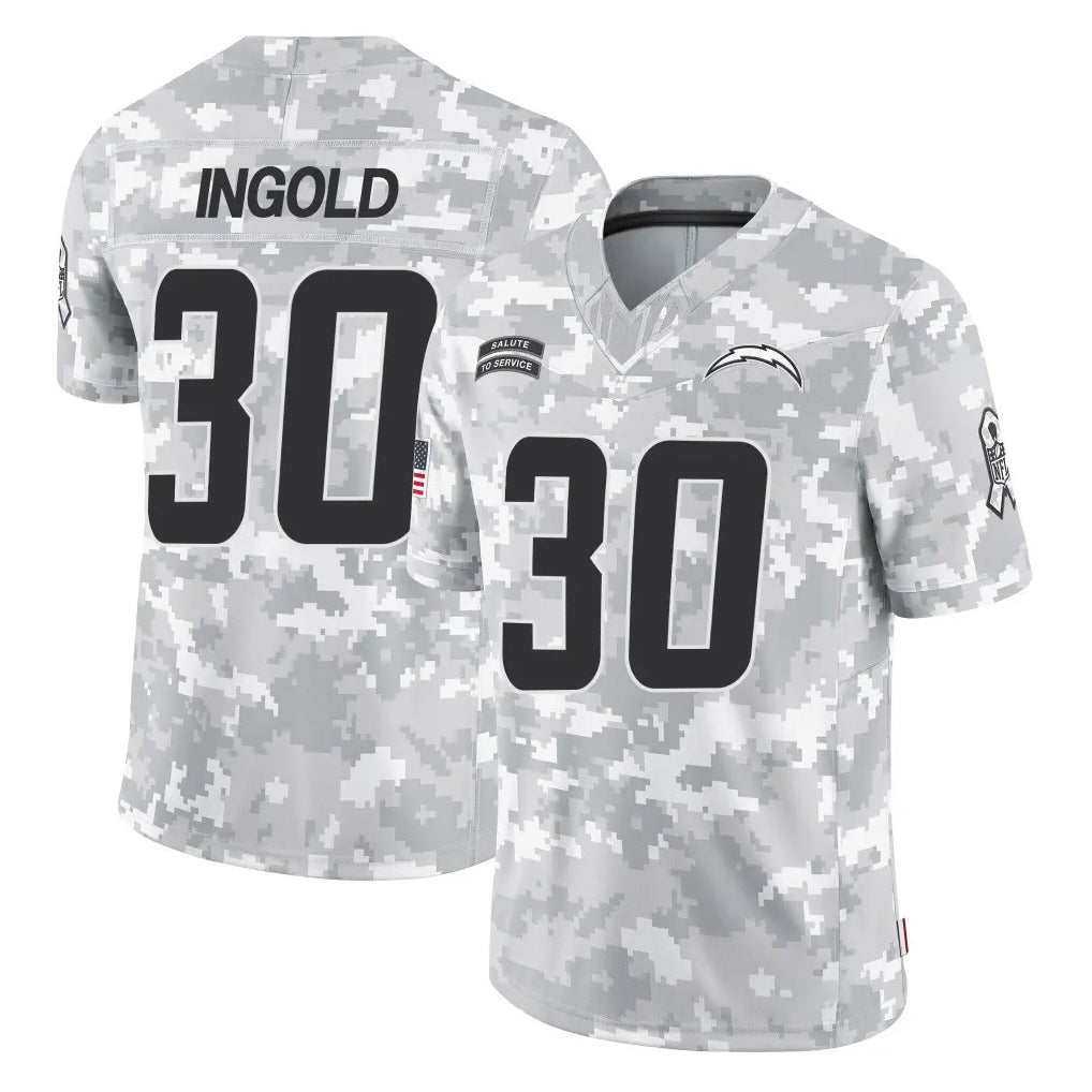 Johmsee LA.Chargers #30 Alec Ingold Player Arctic Camo Salute To Service Limited Game Stitched Jerseys
