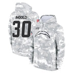 Johmsee LA.Chargers #30 Alec Ingold Player Arctic Camo Salute to Service Hoodies Limited Game Stitched Jerseys