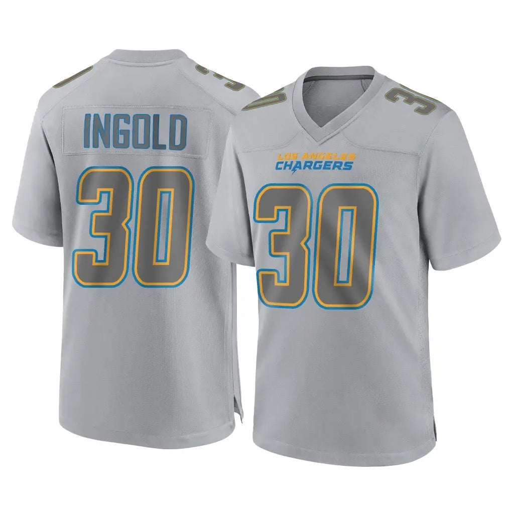 Johmsee LA.Chargers #30 Alec Ingold Player Gray Atmosphere Fashion Home Game Stitched Jerseys