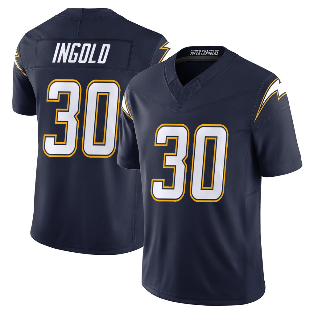 Johmsee LA.Chargers #30 Alec Ingold Player Navy Vapor F.U.S.E. Limited Home Game Stitched Jerseys