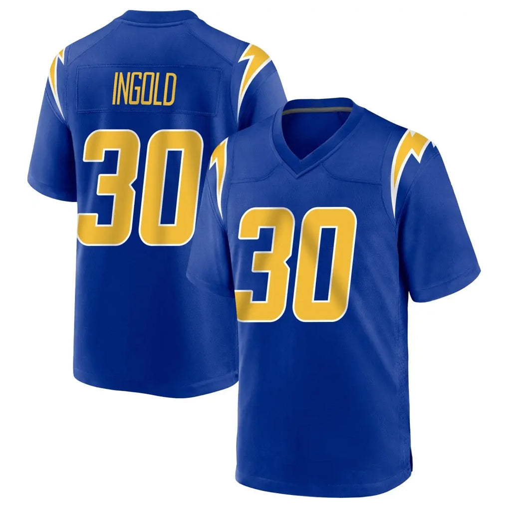 Johmsee LA.Chargers #30 Alec Ingold Player Royal Home Game Stitched Jerseys