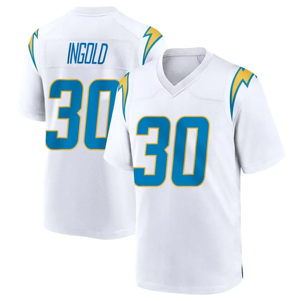Johmsee LA.Chargers #30 Alec Ingold Player White Home Game Stitched Jerseys
