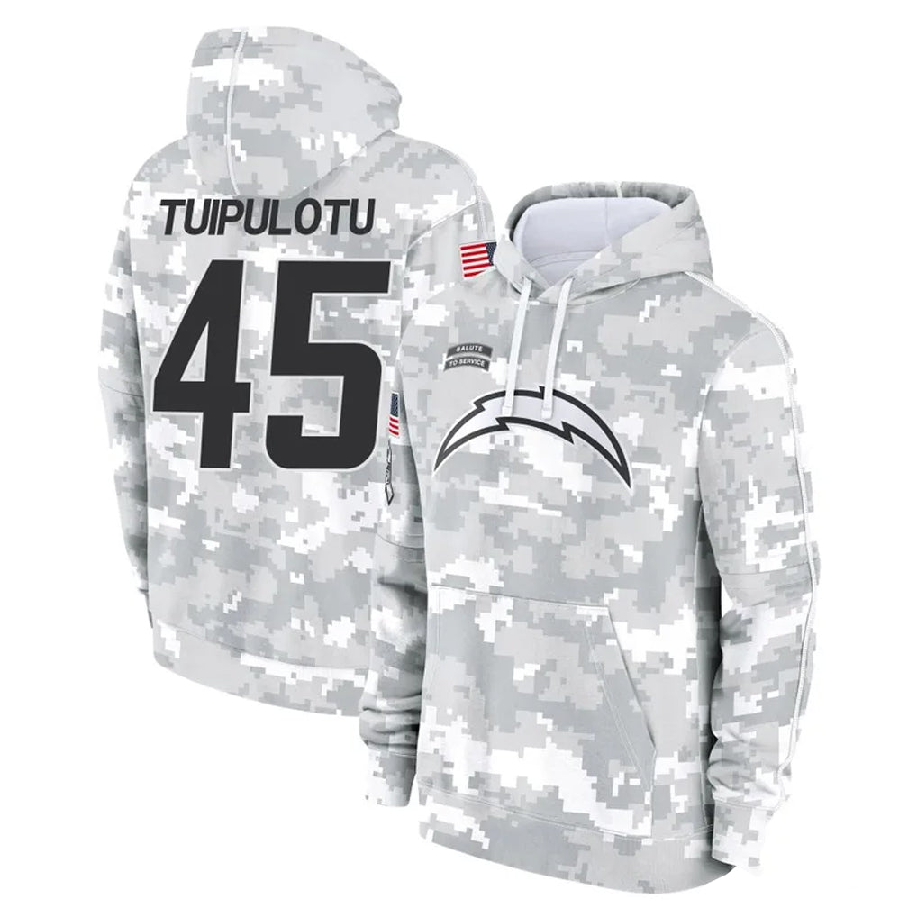 Johmsee LA.Chargers #45 Tuli Tuipulotu Player Arctic Camo Salute to Service Hoodies Limited Game Stitched Jerseys
