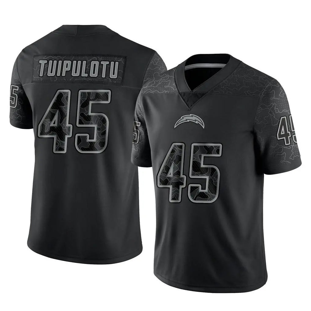 Johmsee LA.Chargers #45 Tuli Tuipulotu Player Black Limited Reflective Home Game Stitched Jerseys