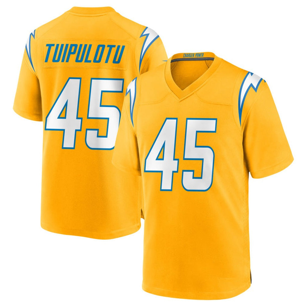 Johmsee LA.Chargers #45 Tuli Tuipulotu Player Gold Home Game Stitched Jerseys