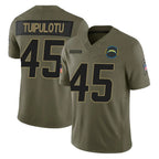 Johmsee LA.Chargers #45 Tuli Tuipulotu Player Olive 2025 Salute To Service Limited Game Stitched Jerseys