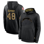 Johmsee LA.Chargers #48 Bud Dupree Player Black Salute to Service Hoodies Limited Game Stitched Jerseys