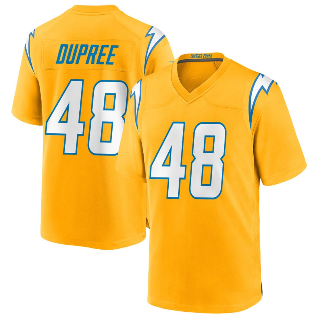 Johmsee LA.Chargers #48 Bud Dupree Player Gold Home Game Stitched Jerseys